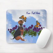 Beagle Puppy Butterflies Flowers Animal Mousepad Muismat (Met muis)
