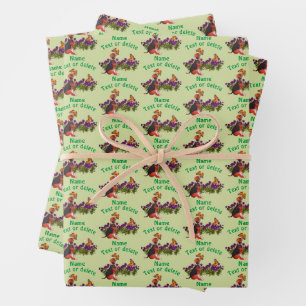 Beagle Puppy Butterflies Flowers gepersonaliseerd Inpakpapier Vel