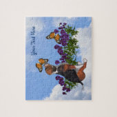 Beagle Puppy Butterflies Flowers gepersonaliseerd Legpuzzel (Verticaal)