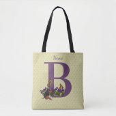 Beagle Puppy Butterflies Monogram Initiaal B Naam Tote Bag (Voorkant)
