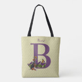 Beagle Puppy Butterflies Monogram Initiaal B Naam Tote Bag (Achterkant)