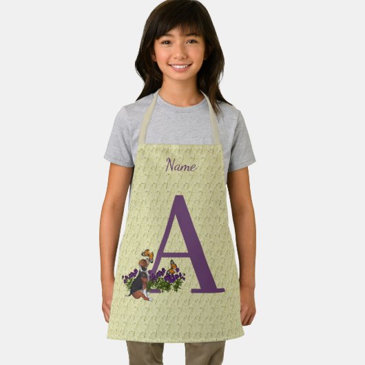 Beagle Puppy Butterflies Monogram Initiaal een naa Schort (Insitu)