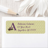 Beagle Puppy Butterfly Monogram Initiaal A Adres Etiket (Insitu)