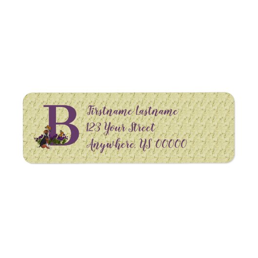 Beagle Puppy Butterfly Monogram Initiaal B Adres Etiket (Voorkant)