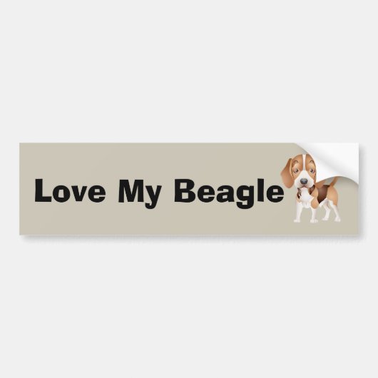 Beagle Puppy Cartoon Bumpersticker (Voorkant)