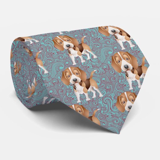 Beagle Puppy Cartoon Stropdas (Opgerold)