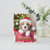 Beagle Puppy Christmas Design, Briefkaart (Staand voorkant)