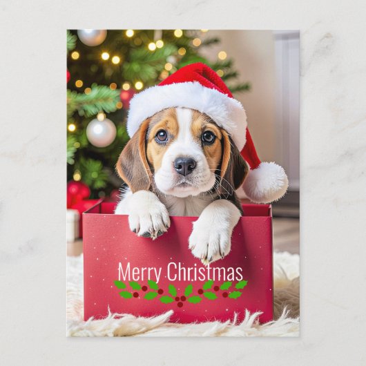 Beagle Puppy Christmas Design, Briefkaart (Voorkant)