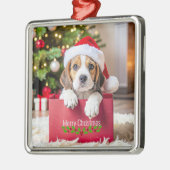 Beagle Puppy Christmas Design, Metalen Ornament (Links)