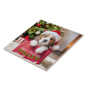 Beagle Puppy Christmas Design, Tegeltje (Zijkant)