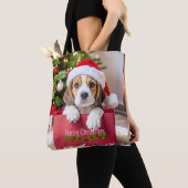 Beagle Puppy Christmas Design, Tote Bag (Dichtbij)
