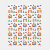 Beagle Puppy Cute Dog Santa Festive Kerstmis Fleece Deken (Voorkant)