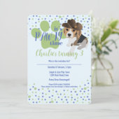 Beagle Puppy Dog Blue Kids Birthday Uitnodiging (Staand voorkant)