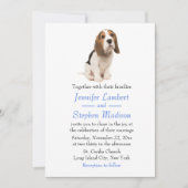Beagle Puppy Dog Blue Wedding Invitation Kaart (Voorkant)