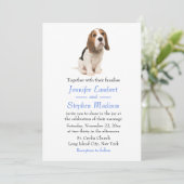Beagle Puppy Dog Blue Wedding Invitation Kaart (Staand voorkant)