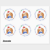 Beagle Puppy Dog Cute Santa Merry kerst Ronde Sticker (Vel)