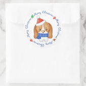 Beagle Puppy Dog Cute Santa Merry kerst Ronde Sticker (Tas)