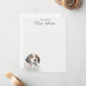 Beagle Puppy Dog Cute Waterverf op maat Notitiekaartje (Voorkant / Achterkant in situ)