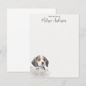 Beagle Puppy Dog Cute Waterverf op maat Notitiekaartje (Voorkant / Achterkant)