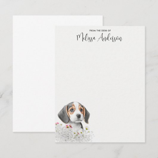 Beagle Puppy Dog Cute Waterverf op maat Notitiekaartje (Voorkant / Achterkant)
