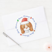 Beagle Puppy Dog Festive Santa Merry Kerstry Ronde Sticker (Envelop)