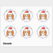 Beagle Puppy Dog Festive Santa Merry Kerstry Ronde Sticker (Vel)