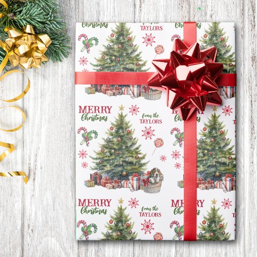 Beagle Puppy Dog Onder de Kerstboom Cadeaupapier