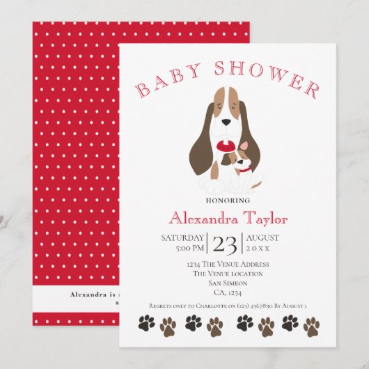 Beagle Puppy en mam Baby shower op maat Kaart (Voorkant / Achterkant)