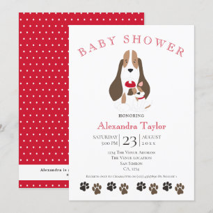 Beagle Puppy en mam Baby shower op maat Kaart