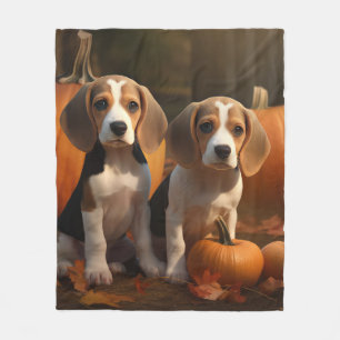 Beagle Puppy Herfst Delight Pompoen Fleece Deken