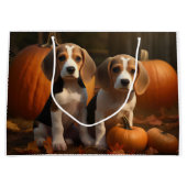 Beagle Puppy Herfst Delight Pompoen Groot Cadeauzakje (Voorkant)