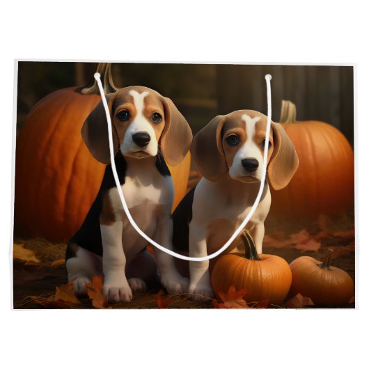 Beagle Puppy Herfst Delight Pompoen Groot Cadeauzakje (Achterkant)