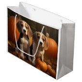 Beagle Puppy Herfst Delight Pompoen Groot Cadeauzakje (Voorkant Gekanteld)