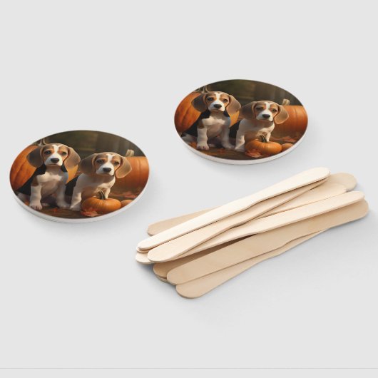 Beagle Puppy Herfst Delight Pompoen Handwaaier (Niet-gemonteerd)