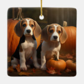 Beagle Puppy Herfst Delight Pompoen Keramisch Ornament (Achterkant)