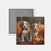 Beagle Puppy Herfst Delight Pompoen Magneet (Voorkant / Achterkant)