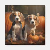 Beagle Puppy Herfst Delight Pompoen Magneet (Voorkant)