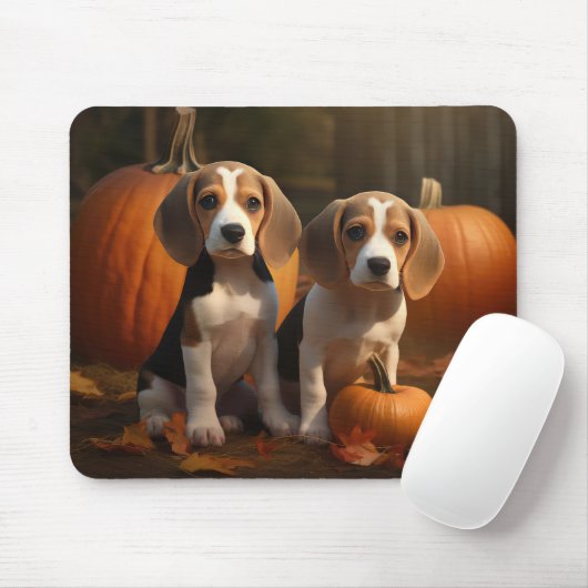 Beagle Puppy Herfst Delight Pompoen Muismat (Met muis)