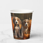 Beagle Puppy Herfst Delight Pompoen Papieren Bekers (Achterkant)