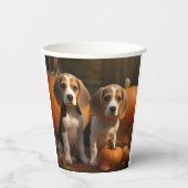 Beagle Puppy Herfst Delight Pompoen Papieren Bekers (Voorkant)