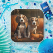 Beagle Puppy Herfst Delight Pompoen Papieren Bordje (Feest)