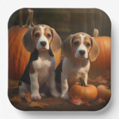 Beagle Puppy Herfst Delight Pompoen Papieren Bordje (Voorkant)