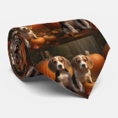 Beagle Puppy Herfst Delight Pompoen Stropdas (Opgerold)