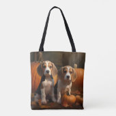Beagle Puppy Herfst Delight Pompoen Tote Bag (Achterkant)
