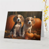 Beagle Puppy Herfstpracht Pompoen  Kaart (Gele Bloem)