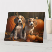 Beagle Puppy Herfstpracht Pompoen  Kaart (Voorkant)