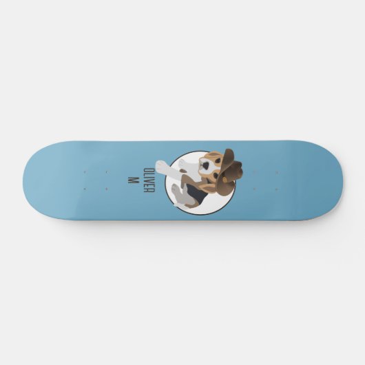 BEAGLE PUPPY HONDENLAND PET CARTOON BLAUW NAAM PERSOONLIJK SKATEBOARD (Horizontaal)