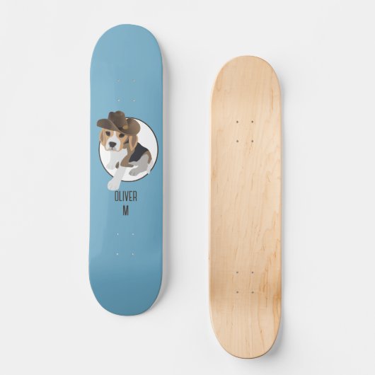BEAGLE PUPPY HONDENLAND PET CARTOON BLAUW NAAM PERSOONLIJK SKATEBOARD (Voorkant)