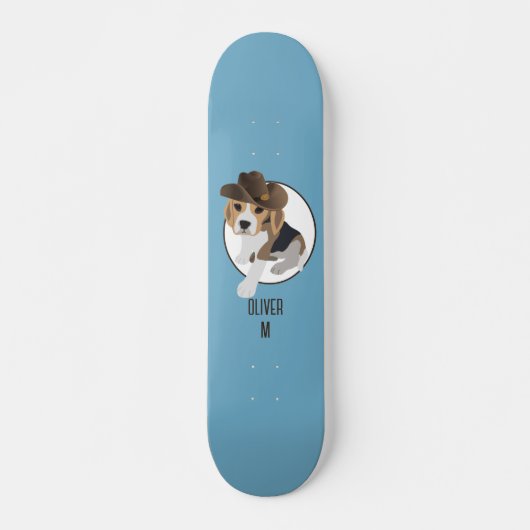 BEAGLE PUPPY HONDENLAND PET CARTOON BLAUW NAAM PERSOONLIJK SKATEBOARD (Voorkant)
