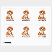 Beagle Puppy in Pompoen Pet Halloween Waterverf Vierkante Sticker (Vel)